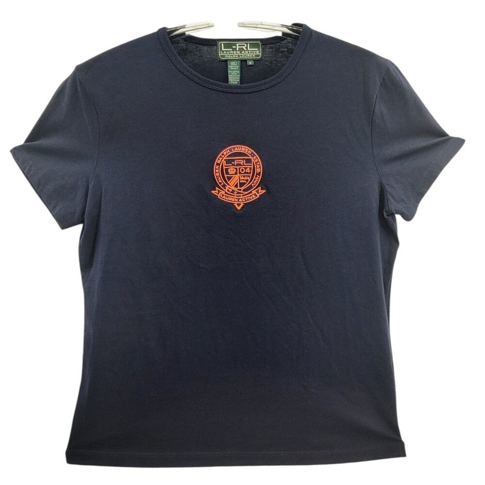 Lauren Ralph Lauren Active Vintage Y2K Blue Polo Embroidered Crest Preppy Sporty
